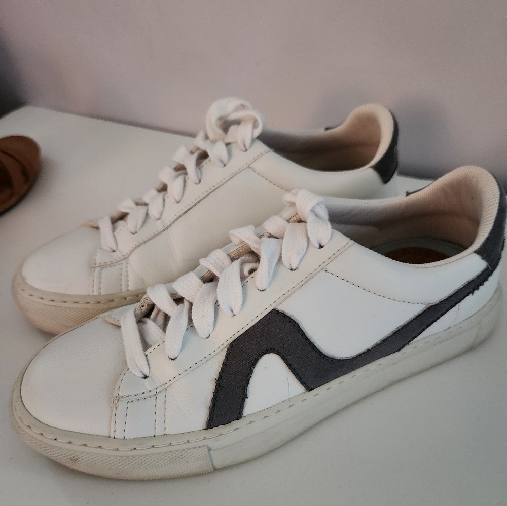 Classic White and Gray Women's Sneakers